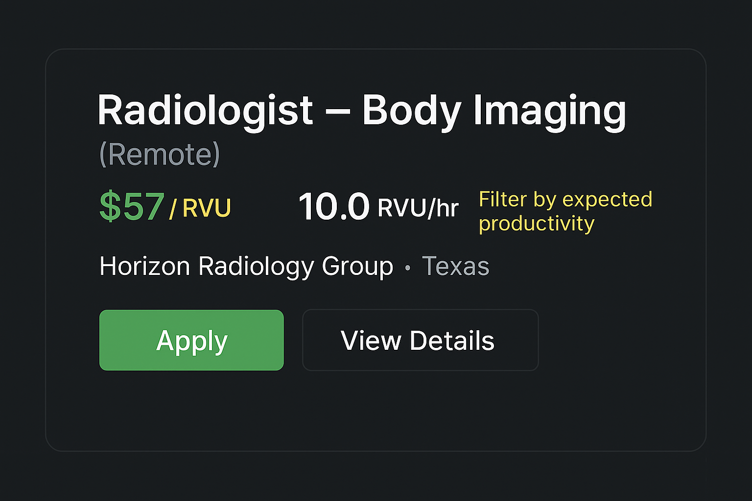 RVU compensation metrics example